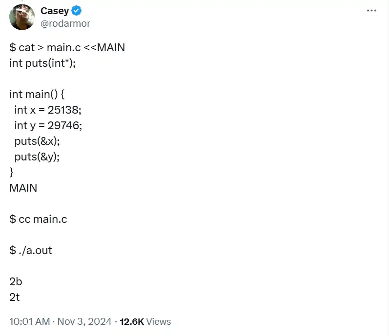 Casey发布限时解谜游戏:玩家仅用1小时就赚了1个BTC?