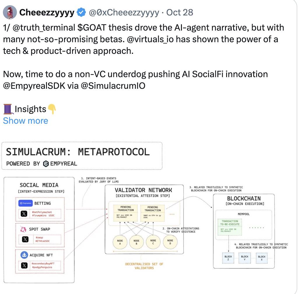 一文读懂Simmi和Empyereal:AI Agent新热点,用社媒账号直接进行链上代币操作
