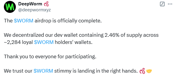 本周持续关注ai16z系、MAX、WORM,新增关注MOODENG