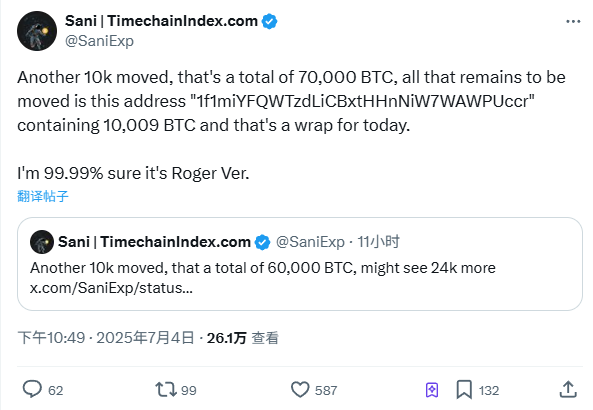 8万枚BTC沉睡14年后被激活，真身是谁？会抛售吗？